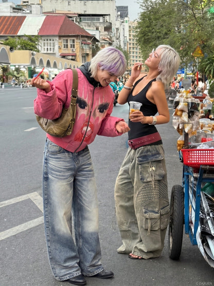 DAXUEN Distressed wide-leg denim jeans with a relaxed fit — model photo