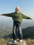 DAXUEN Distressed wide-leg denim jeans — model photo