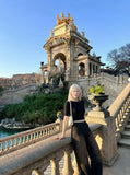 DAXUEN Distressed wide-leg denim pants — model photo
