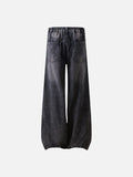 DAXUEN Distressed wide-leg denim pants with unique pockets and embroidery