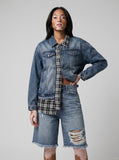DAXUEN Distressed wide-leg denim shorts with rips — model photo