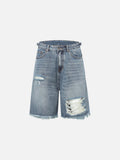 DAXUEN Distressed wide-leg denim shorts with rips