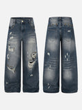 DAXUEN Away End Studded Distressed Wide Jeans