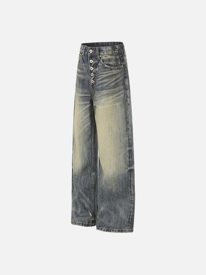 DAXUEN Distressed wide-leg high-waisted jeans