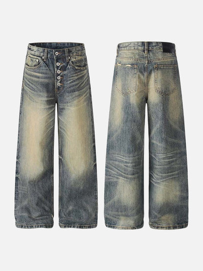 DAXUEN Distressed wide-leg high-waisted jeans