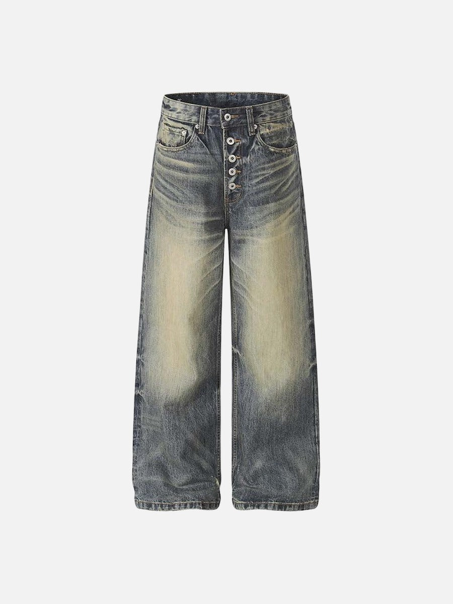 DAXUEN Distressed wide-leg high-waisted jeans