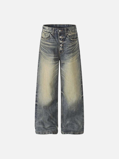 DAXUEN Distressed wide-leg high-waisted jeans