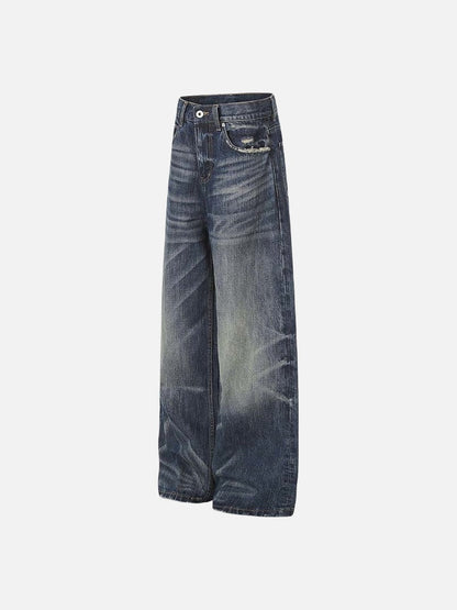 DAXUEN Distressed wide-leg jeans in dark blue wash