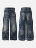 DAXUEN Distressed wide-leg jeans in dark blue wash