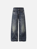 DAXUEN Distressed wide-leg jeans in dark blue wash