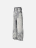 DAXUEN Distressed wide-leg jeans in washed grey denim