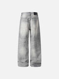 DAXUEN Distressed wide-leg jeans in washed grey denim