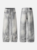 DAXUEN Distressed wide-leg jeans in washed grey denim