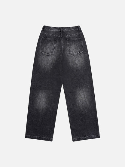 DAXUEN Distressed wide-leg jeans with pyramid studs