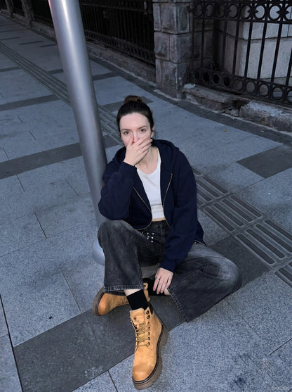 DAXUEN Distressed Wide-Leg Jeans with Studs | DAXUEN — model photo