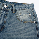 DAXUEN medium blue distressed wide-leg denim jeans