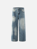 DAXUEN medium blue distressed wide-leg denim jeans