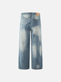DAXUEN medium blue distressed wide-leg denim jeans