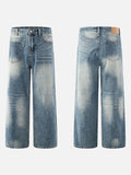 DAXUEN medium blue distressed wide-leg denim jeans