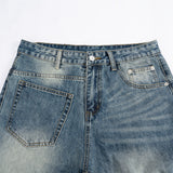 DAXUEN medium blue distressed wide-leg denim jeans