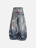DAXUEN light-to-medium blue distressed wide-leg star print jeans