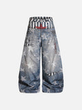 DAXUEN light-to-medium blue distressed wide-leg star print jeans