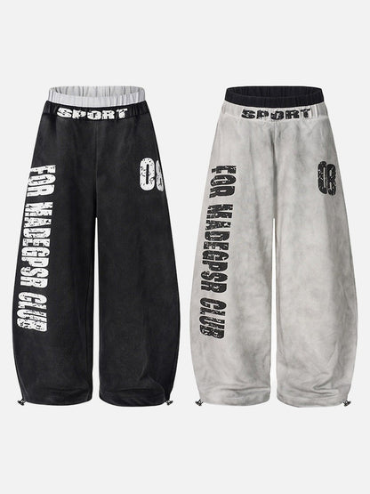 DAXUEN Distressed wide-leg sweatpants in black and grey