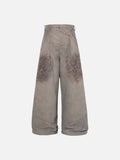 DAXUEN Distressed wide-leg trousers in taupe with paint splatters
