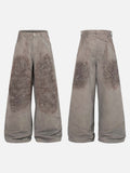 DAXUEN Distressed wide-leg trousers in taupe with paint splatters
