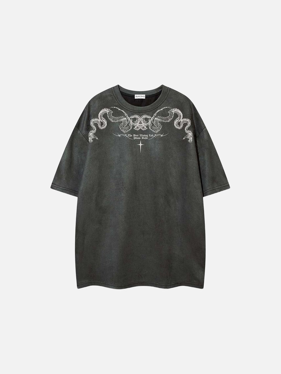 DAXUEN Oversized short-sleeve T-shirt with serpent graphic