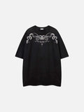 DAXUEN Oversized short-sleeve T-shirt with serpent graphic