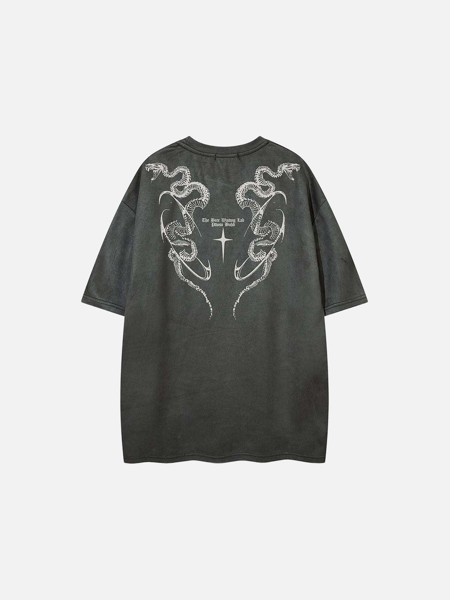 DAXUEN Oversized short-sleeve T-shirt with serpent graphic