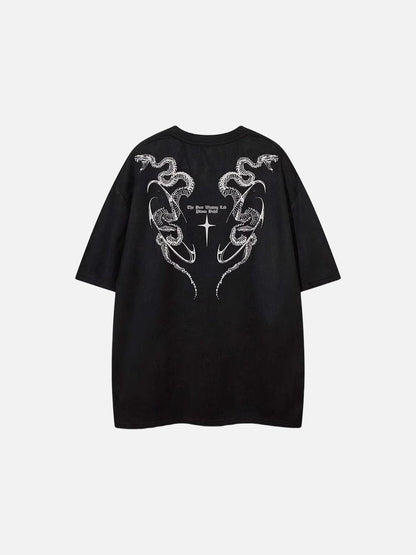 DAXUEN Oversized short-sleeve T-shirt with serpent graphic