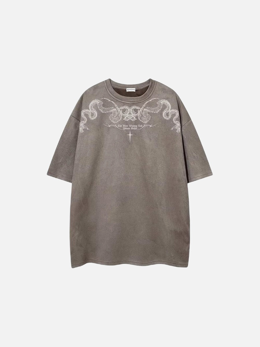 DAXUEN Oversized short-sleeve T-shirt with serpent graphic