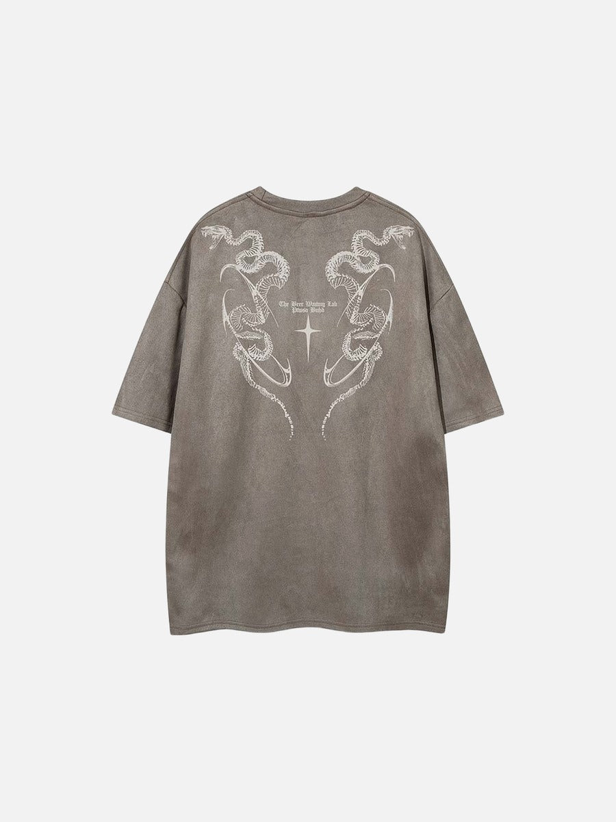 DAXUEN Oversized short-sleeve T-shirt with serpent graphic