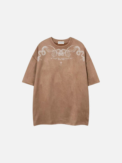 DAXUEN Oversized short-sleeve T-shirt with serpent graphic