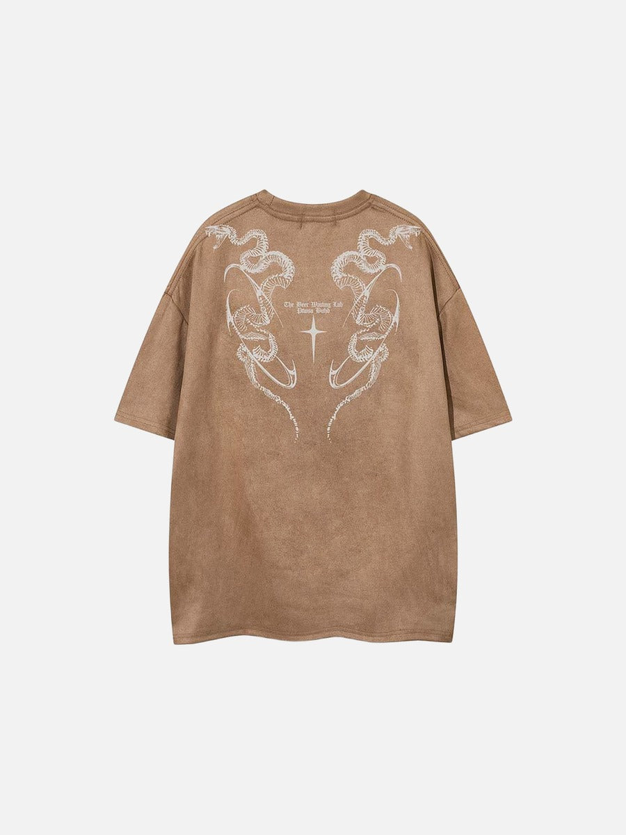 DAXUEN Oversized short-sleeve T-shirt with serpent graphic