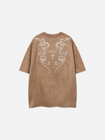 DAXUEN Oversized short-sleeve T-shirt with serpent graphic