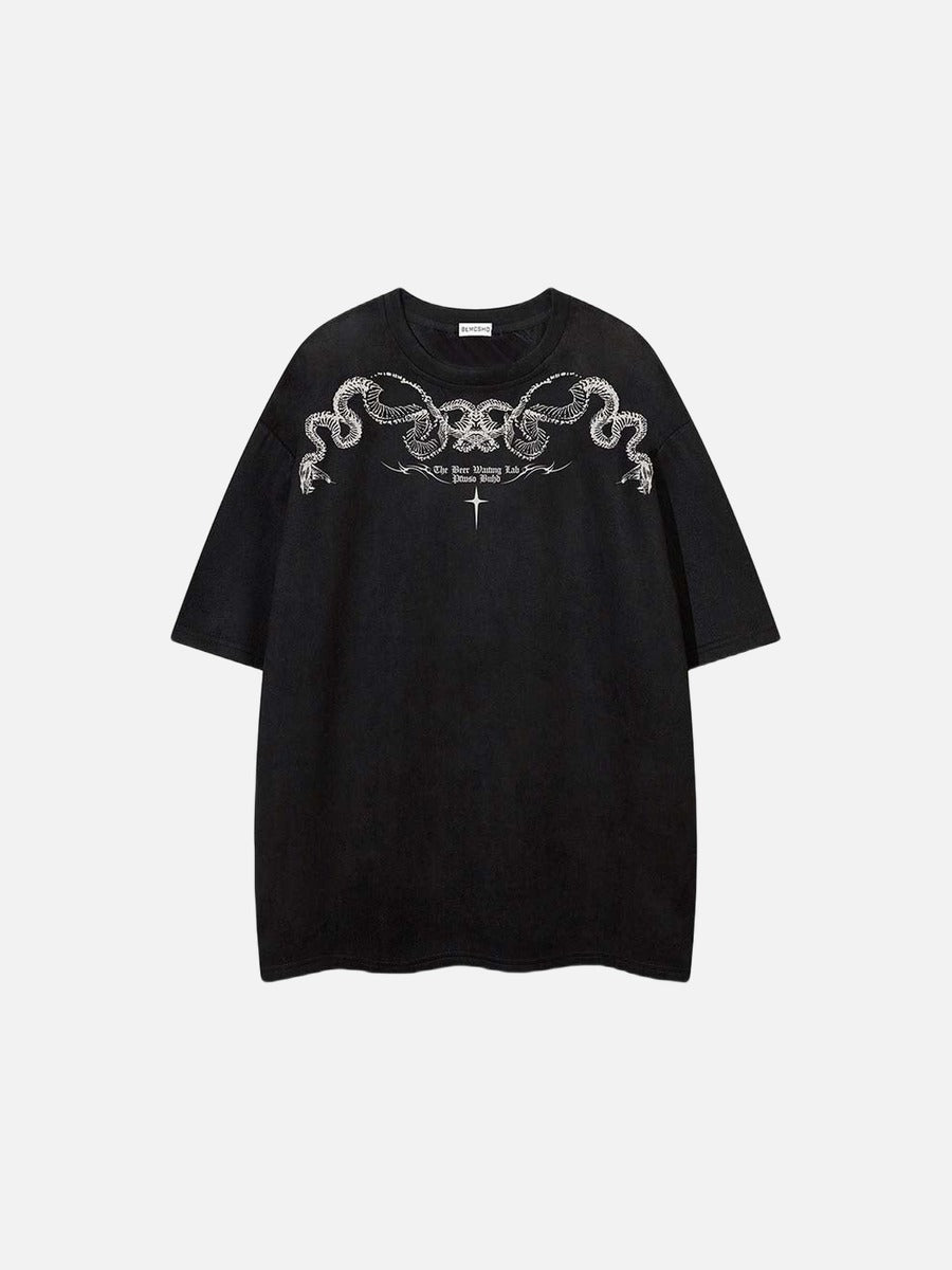 DAXUEN Oversized short-sleeve T-shirt with serpent graphic