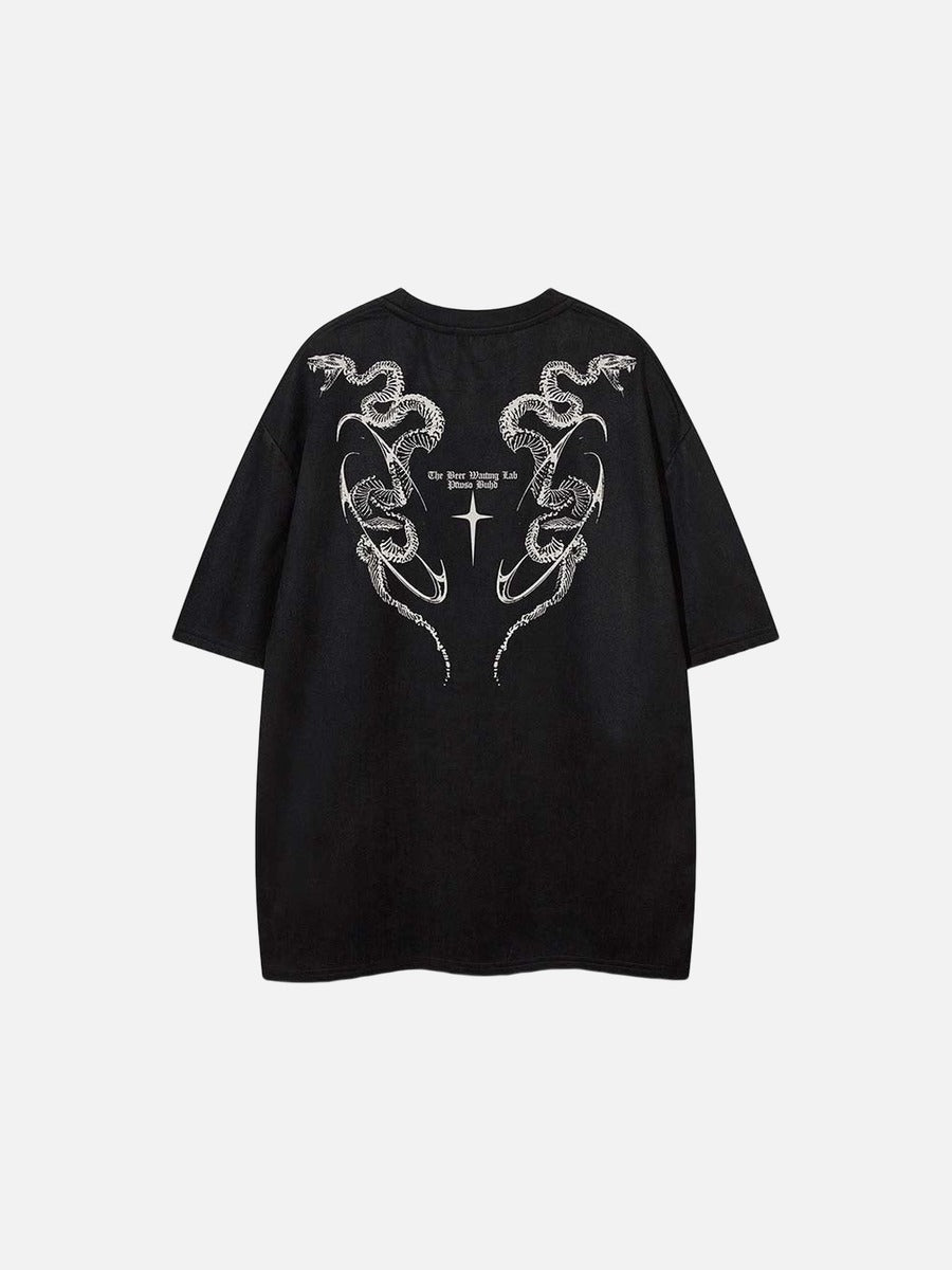 DAXUEN Oversized short-sleeve T-shirt with serpent graphic