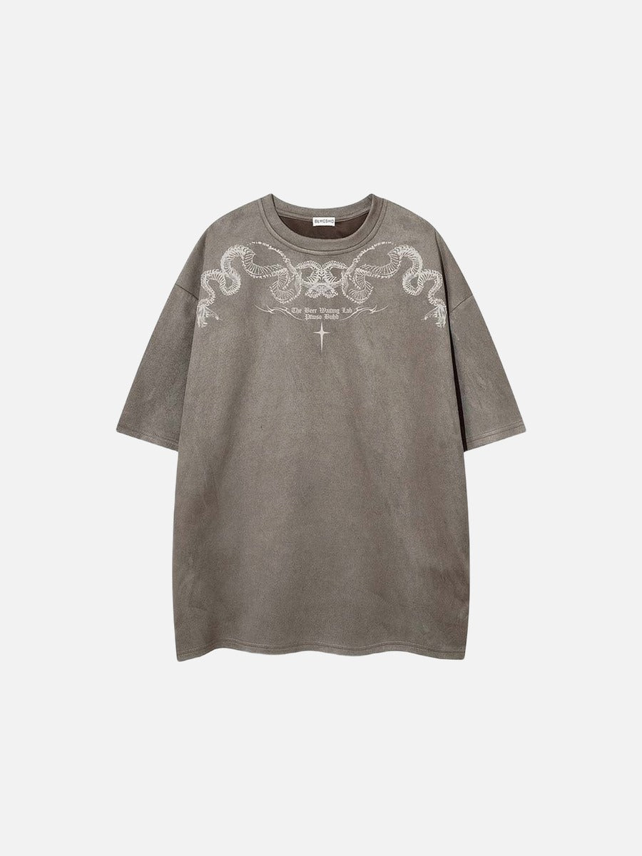DAXUEN Oversized short-sleeve T-shirt with serpent graphic