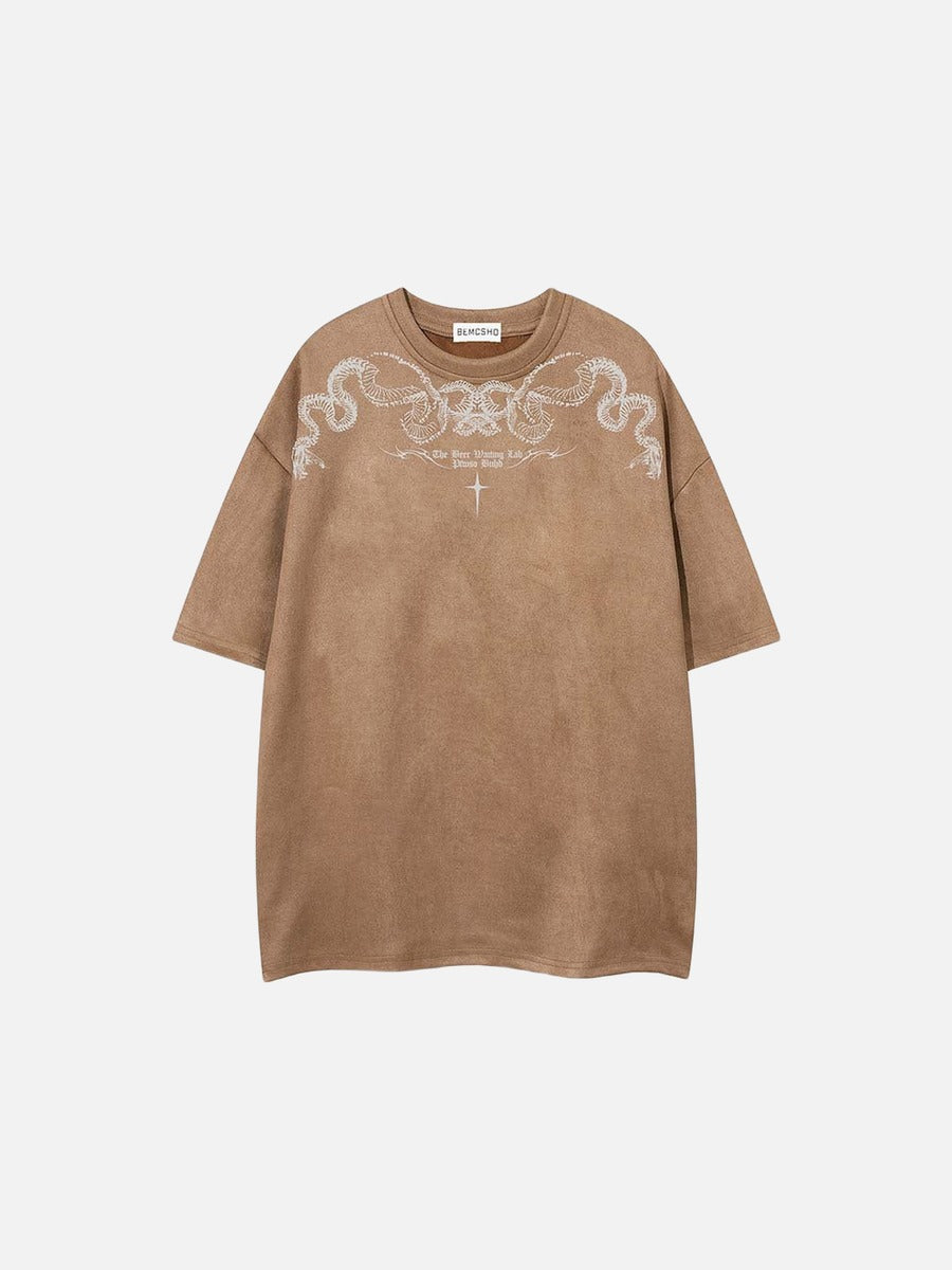 DAXUEN Oversized short-sleeve T-shirt with serpent graphic
