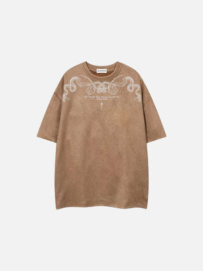 DAXUEN Oversized short-sleeve T-shirt with serpent graphic