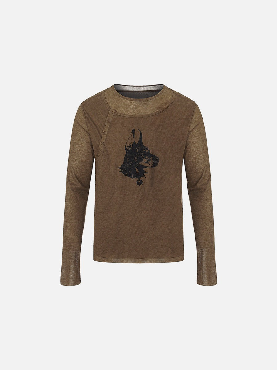 DAXUEN Doberman graphic long sleeve top