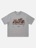 DAXUEN Loose-fitting crew-neck t-shirt with dog print