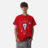 DAXUEN Dotted heart graphic relaxed fit short-sleeved T-shirt