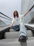 DAXUEN DAXUEN Dotted Heart Graphic Relaxed T-Shirt — model photo