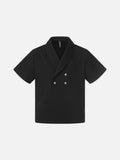 DAXUEN Double-breasted short-sleeved top with shawl collar