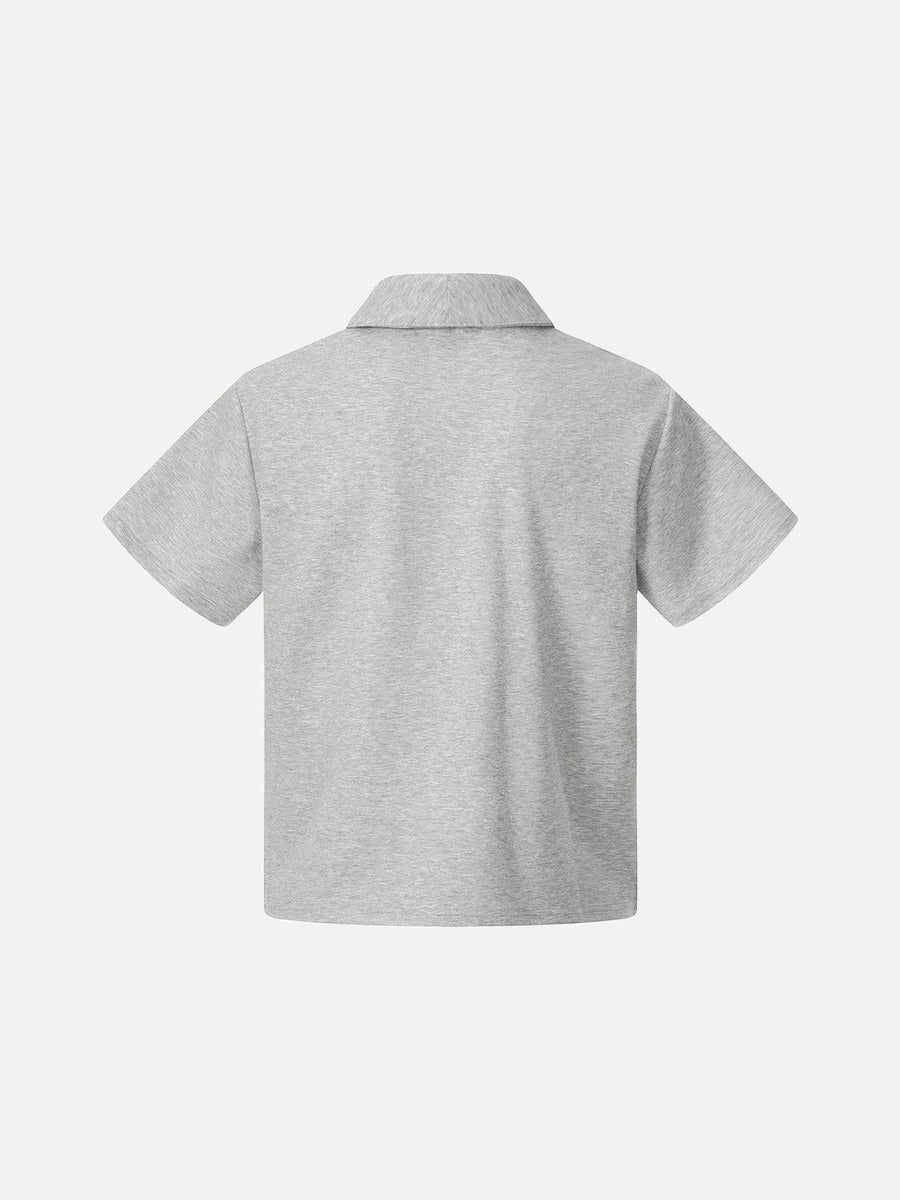 DAXUEN Double-breasted short-sleeved top with shawl collar