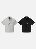 DAXUEN Double-breasted short-sleeved top with shawl collar